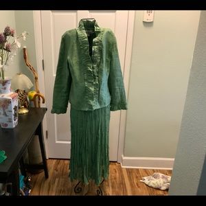 Green Jacket & Broom Skirt